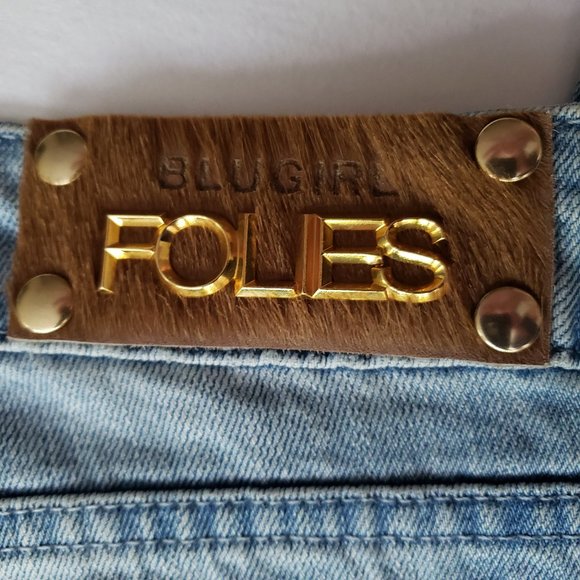 BLUMARINE BLUGIRL FOLLIES Distressed Designer Denim Jeans Sz 30 Light Blue New - Picture 9 of 15